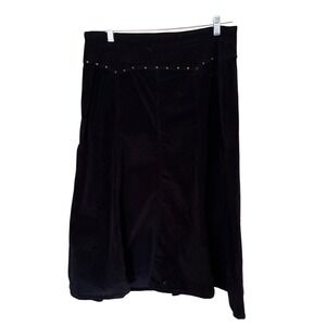 Black Corduroy A-Line Skirt 14 Stud Accents Vikki Vi Modest Cowgirl Western